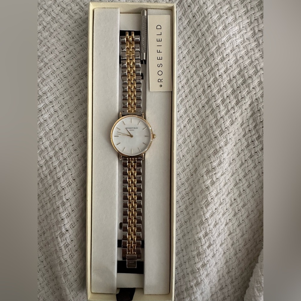 Rosefield circular mixed metals watch